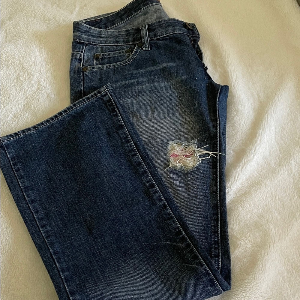 Distressed Blue Jeans